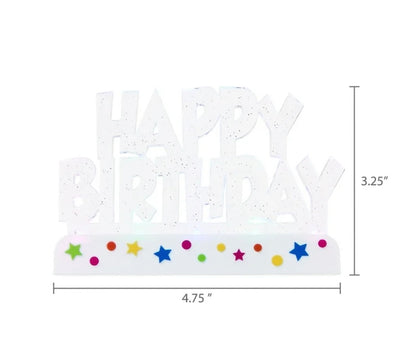 Happy Birthday banner with colorful stars and measurements on a white background