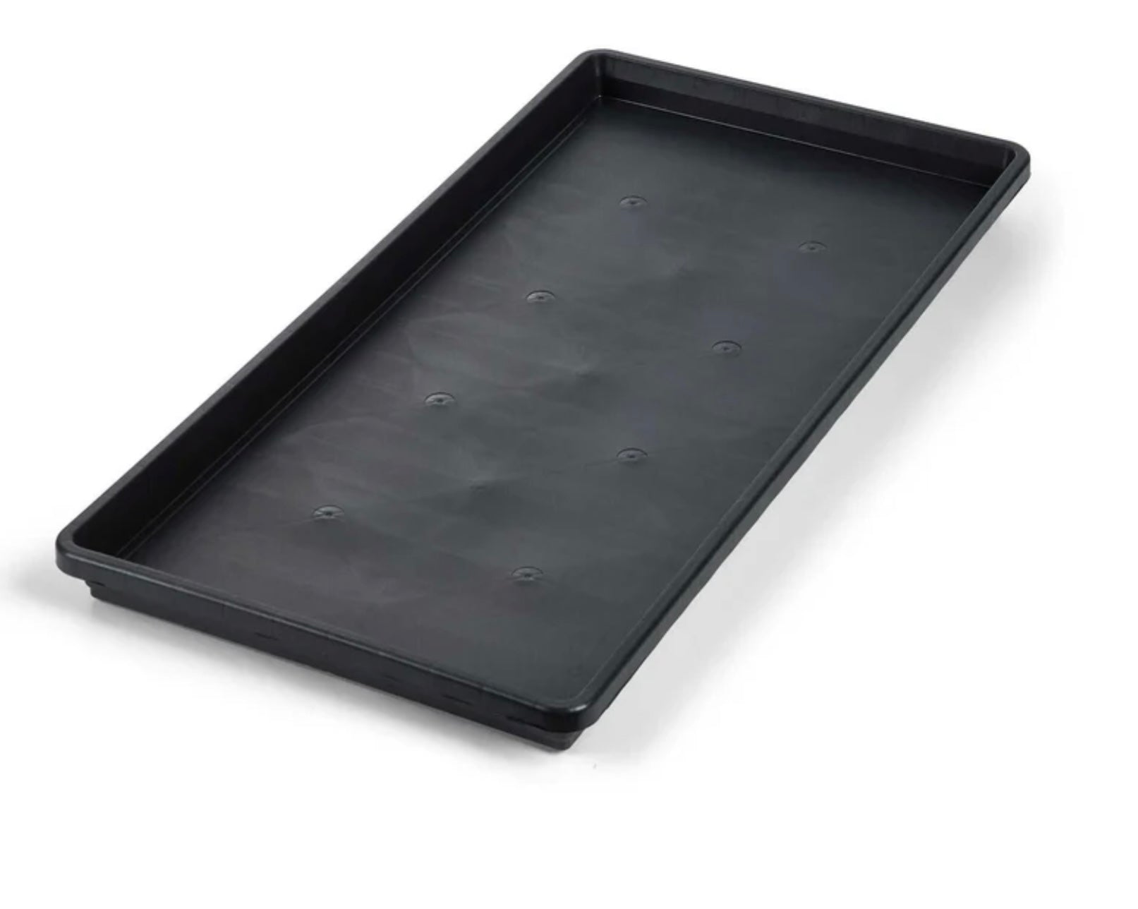 Black rectangular plastic tray on a white background