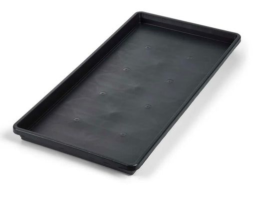 Black rectangular plastic tray on a white background