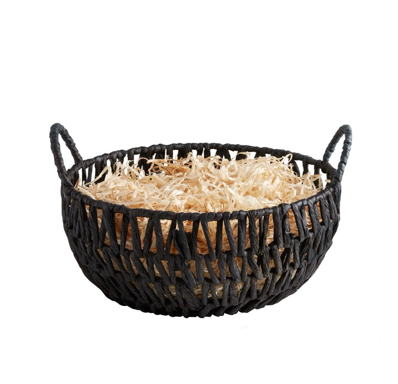 Gift Basket: Round Black Woven (with Side Handles)