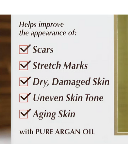 Product packaging with text highlighting skin benefits.