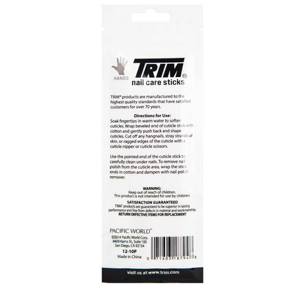 Trim nail care sticks packaging with branding and product details on a white background