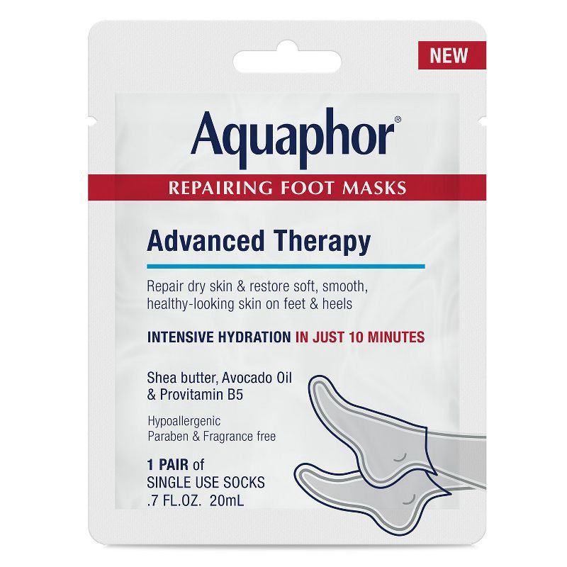Aquaphor Advanced Therapy Repairing Foot Masks | Intensive Hydration for Date Night & Pedicures