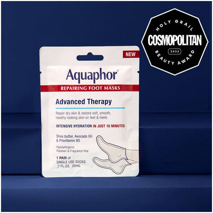 Aquaphor Advanced Therapy Repairing Foot Masks | Intensive Hydration for Date Night & Pedicures