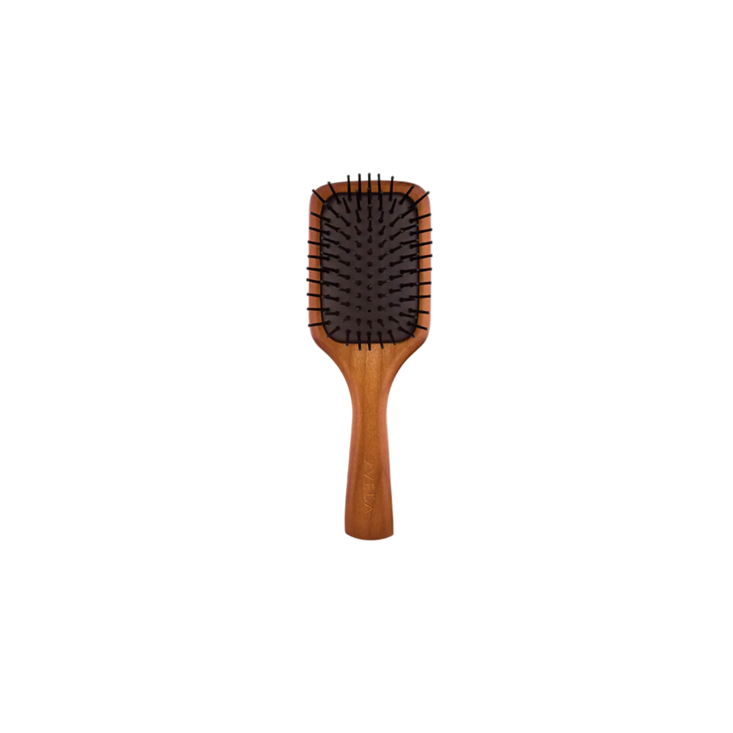 Aveda wooden mini paddle brush on a white background